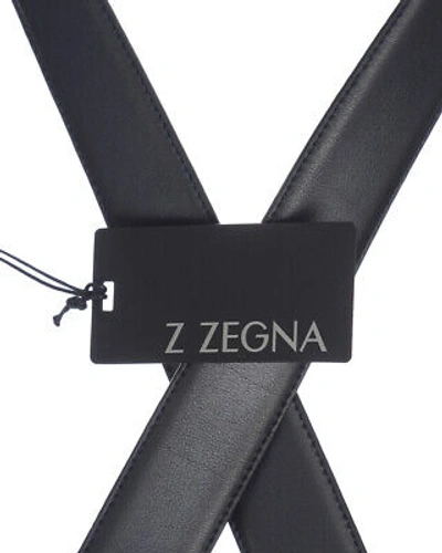 Pre-owned Zegna Belt Double Face Leather Italy Man Black Zpj45f408b Nvn Sz.105 Make Offer