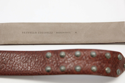 Pre-owned Brunello Cucinelli Nwt$1095  Womens 100% Leather Belt W/sparkly Hardware Szm A191 In Red