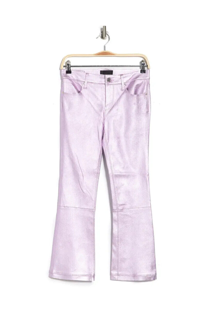 Pre-owned Rta Kiki 100% Lambskin Leather Flare Cropped Pants In Purple Haze