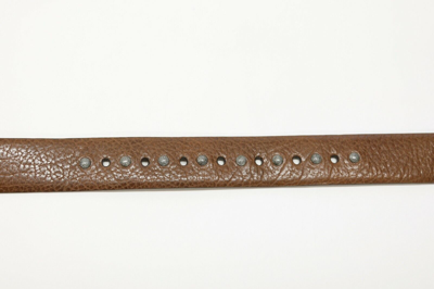 Pre-owned Brunello Cucinelli Nwt$1095  Women Pebbled Leather Belt W/sparkly Studs Sz M A191 In Brown