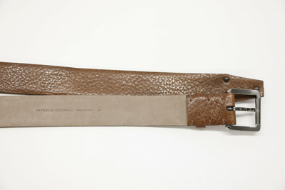 Pre-owned Brunello Cucinelli Nwt$1095  Women Pebbled Leather Belt W/sparkly Studs Sz M A191 In Brown