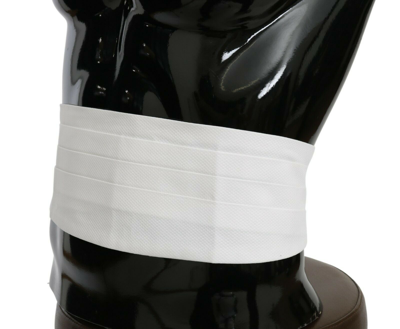 Pre-owned Dolce & Gabbana Cummerbund White Men Waist Belt Cotton S. It56 /2xl Rrp $450