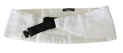 Pre-owned Dolce & Gabbana Cummerbund White Men Waist Belt Cotton S. It56 /2xl Rrp $450