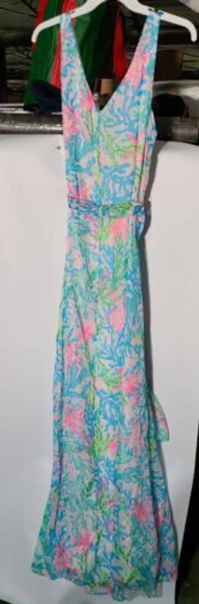 Pre-owned Lilly Pulitzer Coral Bay Lani Maxi Dress Size Xl (w) In Pink/blue/green