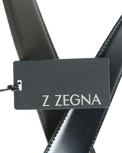 Pre-owned Zegna Belt Double Face Leather Italy Man Black Brdcx2505d Ntm Sz.95 Make Offer
