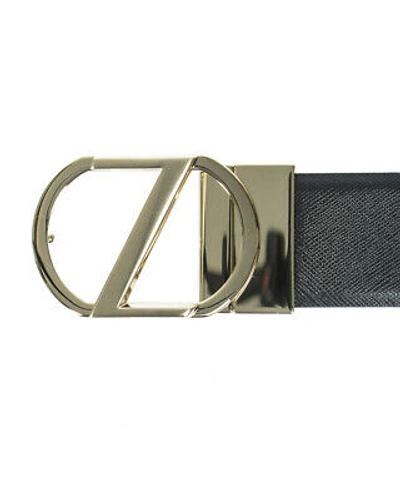 Pre-owned Zegna Belt Double Face Leather Italy Man Black Bwinm2958f Ner Sz.110 Make Offer