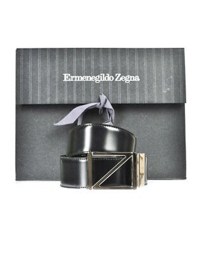 Pre-owned Zegna Belt Double Face Leather Italy Man Black Brdcx2505d Ntm Sz.95 Make Offer