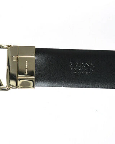 Pre-owned Zegna Belt Double Face Leather Italy Man Black Bwinm2958f Ner Sz.110 Make Offer