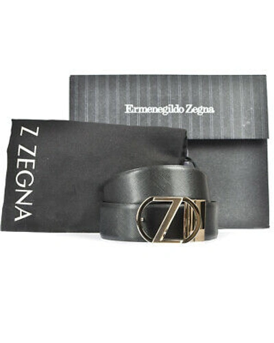 Pre-owned Zegna Belt Double Face Leather Italy Man Black Bwinm2958f Ner Sz.110 Make Offer