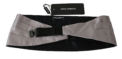 Pre-owned Dolce & Gabbana Cummerbund Gray Men Waist Belt 100% Silk S. It44 / S Rrp $450