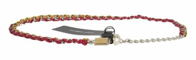 Pre-owned Dolce & Gabbana Dolce&gabbana Women Red Yellow Leather Crystal Belt Fashion Strap