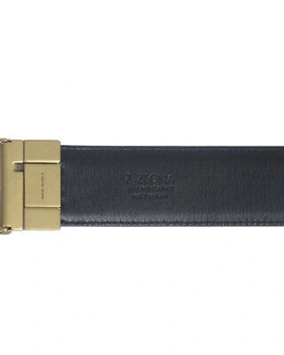 Pre-owned Zegna Belt Double Face Leather Italy Man Black Boxbx8505f Tdn Sz.115 Make Offer