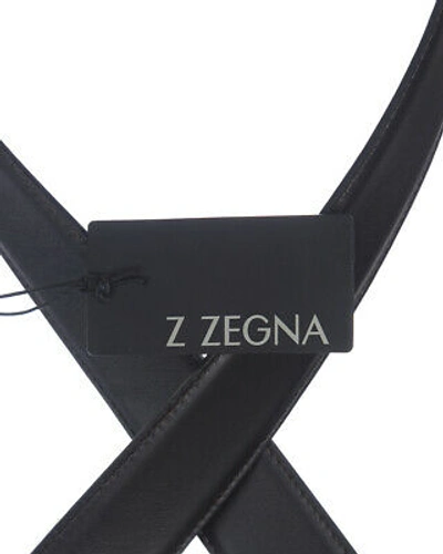 Pre-owned Zegna Belt Double Face Leather Italy Man Black Boxbx8505f Tdn Sz.115 Make Offer
