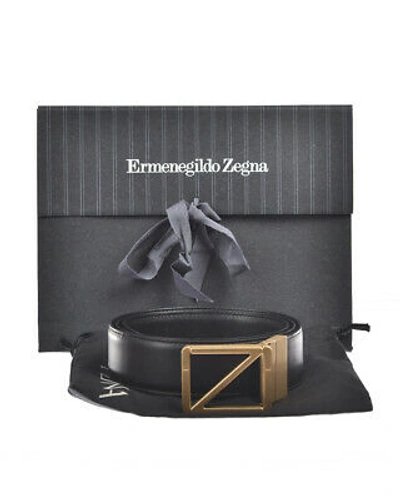 Pre-owned Zegna Belt Double Face Leather Italy Man Black Boxbx8505f Tdn Sz.115 Make Offer