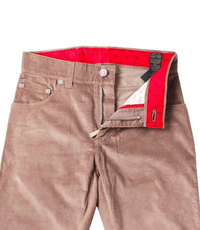 Pre-owned Billionaire Italian Couture Billionaire Couture Men's Brown Cotton Cashmere Pants Slim Fit Leather Details