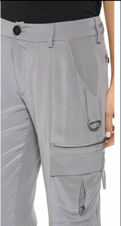 Pre-owned Taylor Skaist  Washed Gray Silk Cargo Pants Trousers Size 4 Or 10