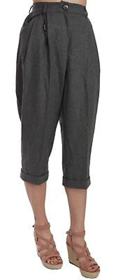 Pre-owned Dolce & Gabbana Pants Pleated Wool Cropped Trouser It44/us10/l $900 In Gray