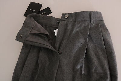Pre-owned Dolce & Gabbana Pants Pleated Wool Cropped Trouser It44/us10/l $900 In Gray