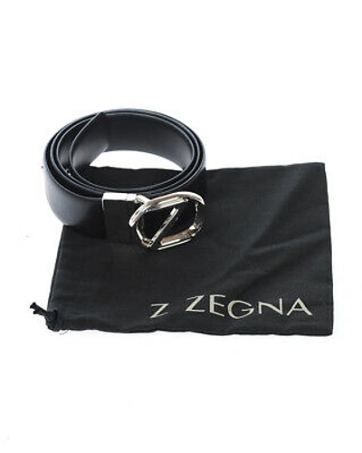 Pre-owned Zegna Belt Leather Made In Italy Man Black Bmdse1 602c Ner Sz 110 Make Offer