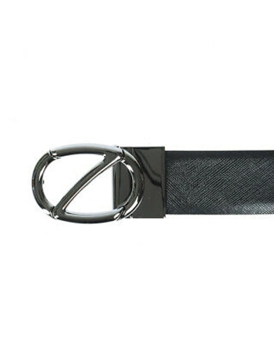 Pre-owned Zegna Belt Double Face Leather Italy Man Black Bsafx1994c Nbu Sz.115 Make Offer