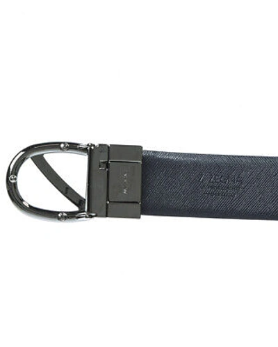 Pre-owned Zegna Belt Double Face Leather Italy Man Black Bsafx1994c Nbu Sz.115 Make Offer