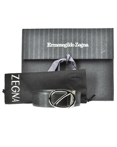 Pre-owned Zegna Belt Double Face Leather Italy Man Black Bsafx1994c Nbu Sz.115 Make Offer