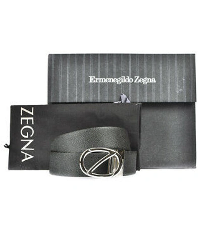 Pre-owned Zegna Belt Double Face Leather Italy Man Black Bcvrm2408b Ner Sz.105 Make Offer