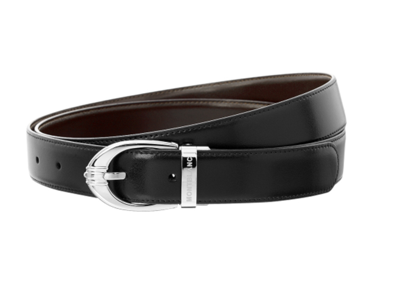 Pre-owned Montblanc 106148 Mens Belt Classic Collection Cowhide Leather In Black & Brown (both Side Use)