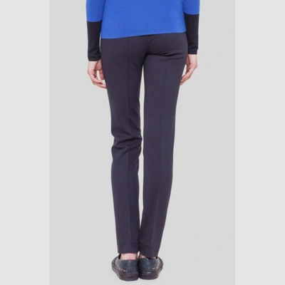 Pre-owned Akris $395  Punto Women's Blue High Rise Stretch Jersey Slim Trouser Pants Sz 6