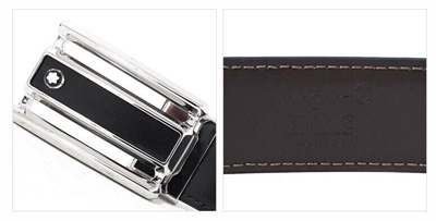 Pre-owned Montblanc 114423 Leather Strap Reversible Belt 1x45 Inch Eu Made Ups Black/brown