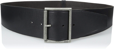 Pre-owned Frye 176030 Womens Shaped Casual Leather Waist Belt Solid Black Size Medium