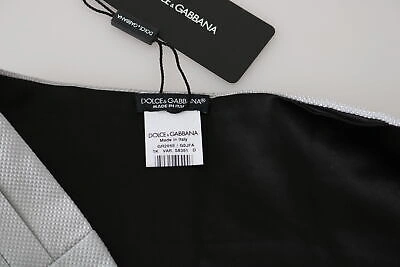Pre-owned Dolce & Gabbana Cummerbund Gray Men Waist Belt 100% Silk S. It48 / M Rrp $450