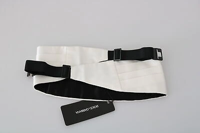 Pre-owned Dolce & Gabbana Cummerbund White Men Waist Belt 100% Silk S. It48 / M Rrp $450