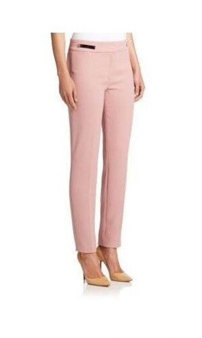 Pre-owned Escada $795  Tina Virgin Wool Straight Leg Pants French Rose Pink 36