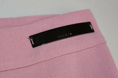 Pre-owned Escada $795  Tina Virgin Wool Straight Leg Pants French Rose Pink 36