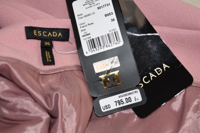 Pre-owned Escada $795  Tina Virgin Wool Straight Leg Pants French Rose Pink 36