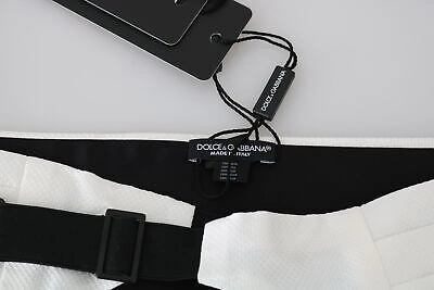 Pre-owned Dolce & Gabbana Cummerbund White Men Waist Belt 100% Silk S. It46 / S Rrp $450