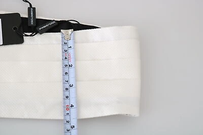 Pre-owned Dolce & Gabbana Cummerbund White Men Waist Belt 100% Silk S. It46 / S Rrp $450