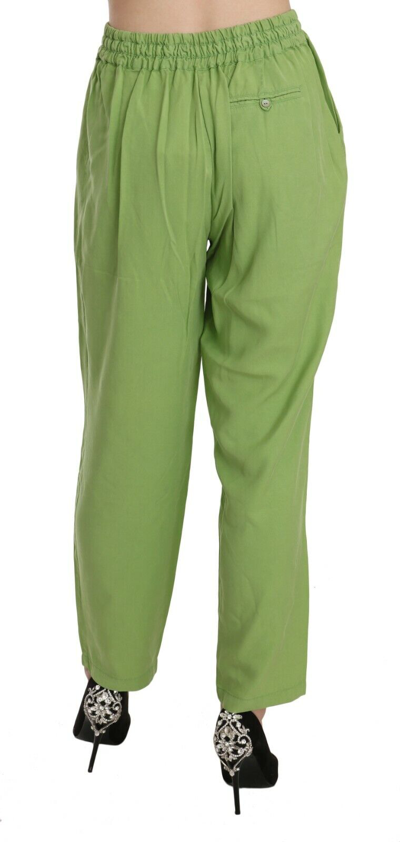 Pre-owned Acht Pants Green High Waist Pleated Tapered Women Trousers It42/us8/m Rrp $500