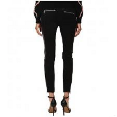 Pre-owned Valentino Red  Women's Leather Pants With Jersey Ponte Panels Nero 44 (us 6) X 28 In Black