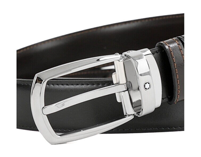 Pre-owned Montblanc 112960 Leather Strap Reversible Belt 1x45 Inch Eu Made Fedex Priority In Black