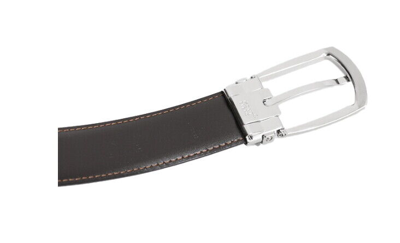 Pre-owned Montblanc 112960 Leather Strap Reversible Belt 1x45 Inch Eu Made Fedex Priority In Black