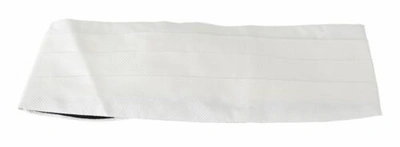 Pre-owned Dolce & Gabbana Dolce&gabbana Men White Waist Belt 100% Silk Patterned Stretch Formal Cummerbund