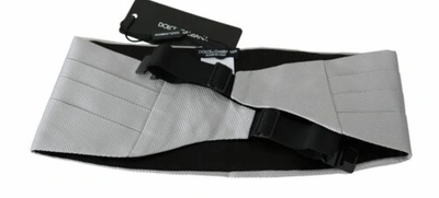 Pre-owned Dolce & Gabbana Dolce&gabbana Men Gray Waist Belt 100% Silk Polka Dotted Cummerbund Size It 48 M