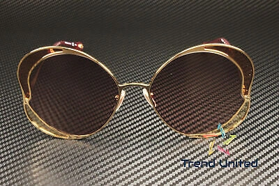 Pre-owned Chloé Chloe Ch0024s 004 Round Gold Red Red 60 Mm Women's Sunglasses