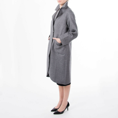 Pre-owned Cawce Women's Double Swan Wool Coat. Gray. New. Ship Free