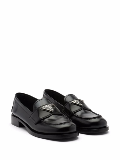 Shop Prada Women's Black Leather Loafers