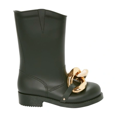 Shop Jw Anderson High Chain Rubber Boots In Forest Green