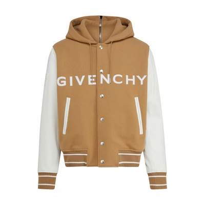 Shop Givenchy Varsity Jacket In White Beige
