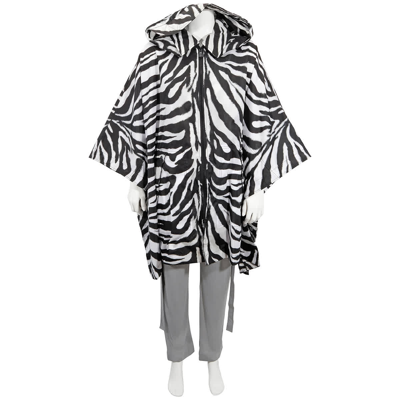 Shop Burberry Zebra Print Templeton Detachable Hood Cape In Black Ip Pattern